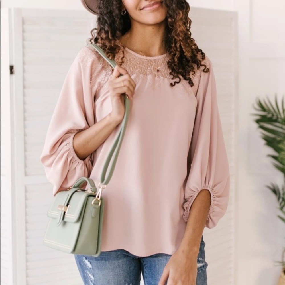 Straight Laced Blouse In Blush